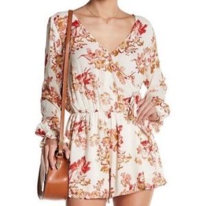 En Crème Boho Long Sleeve Floral Romper